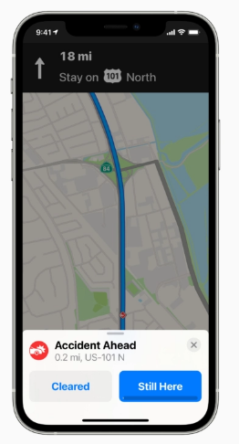 iOS 14.5 كيفية الإبلاغ عن الحوادث أو المخاطر أو فحوصات السرعة في خرائط Apple